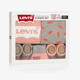 Levi's-Girls Grey Cotton Babysuit Set | Childrensalon Outlet