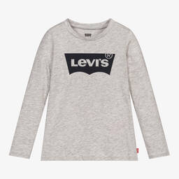 Levi's-Girls Grey Cotton Logo Top | Childrensalon Outlet
