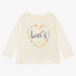 Levi's-Girls Ivory Cotton Heart Print Top | Childrensalon Outlet