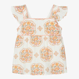 Levi's-بلوزة قطنية عاجية بنقشة زهور للبنات | Childrensalon Outlet