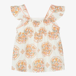 Levi's-بلوزة قطنية عاجية بنقشة زهور للبنات | Childrensalon Outlet