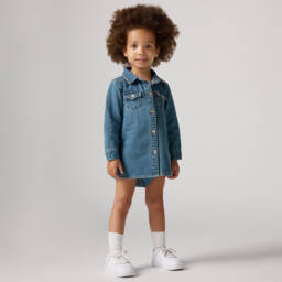 Levi's-Girls Organic Denim Blue Dress | Childrensalon Outlet