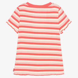 Levi's-Girls Pink Ribbed Logo T-Shirt | Childrensalon Outlet
