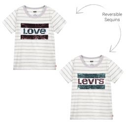 Levi's-Girls White Cotton T-Shirt | Childrensalon Outlet