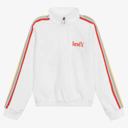 Levi's-Girls White Logo Half-Zip Sweatshirt | Childrensalon Outlet
