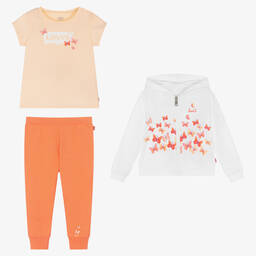 Levi's-Girls White & Orange Cotton Trouser Set | Childrensalon Outlet