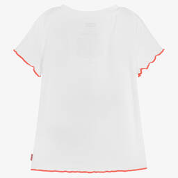 Levi's-Girls White Ribbed Logo T-Shirt | Childrensalon Outlet