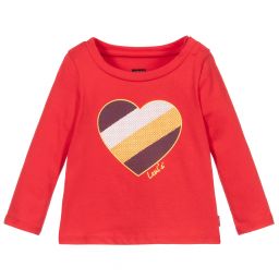 Levi's-Red Cotton Heart Logo Top | Childrensalon Outlet