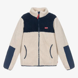 Levi's-Teen Boys Beige & Blue Sherpa Fleece Jacket | Childrensalon Outlet