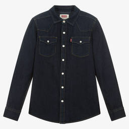 Levi's-قميص قطن دنيم لون أزرق تينز ولادي | Childrensalon Outlet