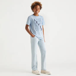 Levi's-تيشيرت قطن عضوي لون أزرق فاتح للمراهقين | Childrensalon Outlet
