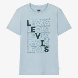 Levi's-تيشيرت قطن عضوي لون أزرق فاتح للمراهقين | Childrensalon Outlet
