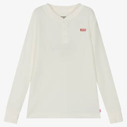 Levi's-توب قطن جيرسي لون عاجي تينز ولادي | Childrensalon Outlet