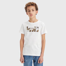 Levi's-Белая хлопковая футболка | Childrensalon Outlet