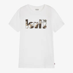 Levi's-Белая хлопковая футболка | Childrensalon Outlet