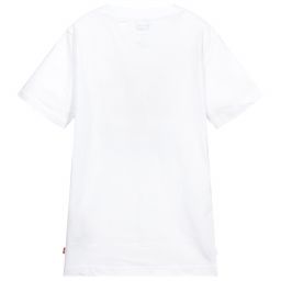 Levi's-تيشيرت تينز ولادي قطن جيرسي لون أبيض | Childrensalon Outlet