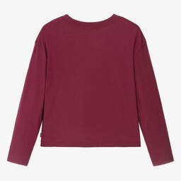 Levi's-توب قطن عضوي لون أحمر برغندي تينز بناتي | Childrensalon Outlet