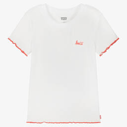 Levi's-تيشيرت تينز بناتي فيسكوز جيرسي لون أبيض | Childrensalon Outlet