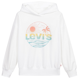 ليفايز-سويتشيرت هودي تينز بناتي قطن جيرسي لون أبيض | Childrensalon Outlet