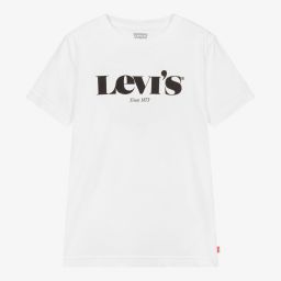 Levi's-تيشيرت تينز ولادي قطن لون أبيض | Childrensalon Outlet