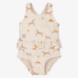 Liewood-Baby Girls Ivory Horse Print Swimsuit | Childrensalon Outlet