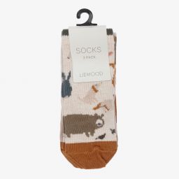 ليوود-جوارب قطن لون بيج وبني وأخضر كاكي (عدد 3) | Childrensalon Outlet