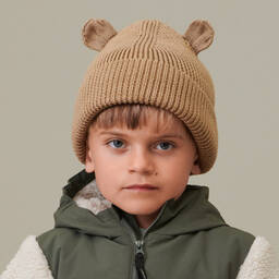 ليوود-قبعة بيني قطن عضوي محبوك لون بيج | Childrensalon Outlet