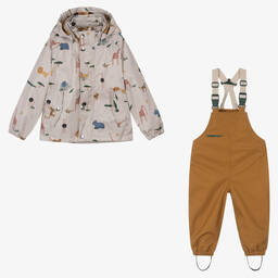 Liewood-Beige Safari Print 2 Piece Rainsuit | Childrensalon Outlet