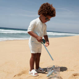 Liewood-Boys Blue Seersucker Zip Suit | Childrensalon Outlet