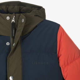 ليوود-جاكيت بافر هودي لون كحلي وأصفر للأولاد | Childrensalon Outlet