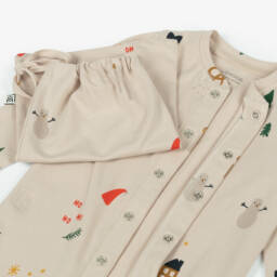 Liewood-Girls Festive Beige Cotton Romper | Childrensalon Outlet