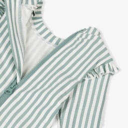 Liewood-Girls Mint Seersucker Ruffle Swimsuit | Childrensalon Outlet