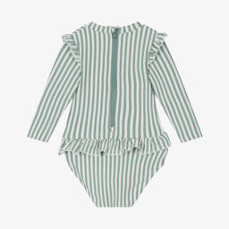 Liewood-Girls Mint Seersucker Ruffle Swimsuit | Childrensalon Outlet