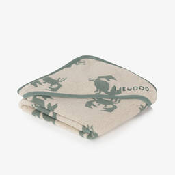 ليوود-منشفة هودي قطن لون أخضر وبيج للأطفال (70 سم) | Childrensalon Outlet