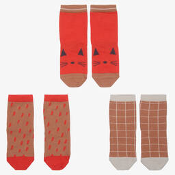 ليوود-Red Cotton Socks (3 Pack) | Childrensalon Outlet