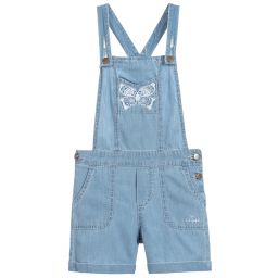 Lili Gaufrette-Blue Chambray Dungaree Shorts | Childrensalon Outlet