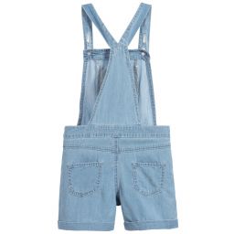 Lili Gaufrette-Blue Chambray Dungaree Shorts | Childrensalon Outlet
