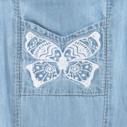 Lili Gaufrette-Blue Chambray Dungaree Shorts | Childrensalon Outlet