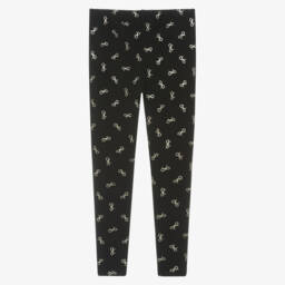 Lili Gaufrette-Girls Charcoal Gold Accent Leggings | Childrensalon Outlet