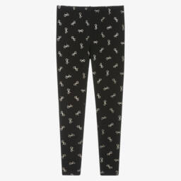 Lili Gaufrette-Girls Charcoal Gold Accent Leggings | Childrensalon Outlet