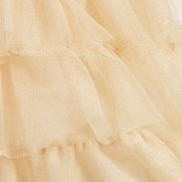 Lili Gaufrette-Girls Gold Tulle Ruffle Skirt  | Childrensalon Outlet