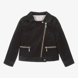 Lili Gaufrette-Girls Grey Corduroy Biker Jacket | Childrensalon Outlet