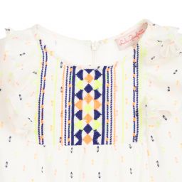 Lili Gaufrette-Girls Ivory Cotton Dress | Childrensalon Outlet