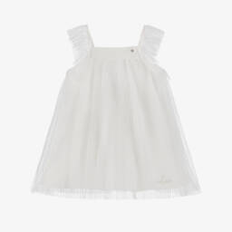 Lili Gaufrette-Girls Ivory Tulle Pleated Gown | Childrensalon Outlet