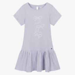 Lili Gaufrette-Girls Lilac Bow-Adorned Jersey Dress | Childrensalon Outlet