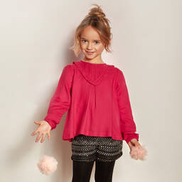 Lili Gaufrette-Girls Pink Crêpe Blouse | Childrensalon Outlet
