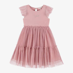 Lili Gaufrette-Girls Pink Tulle & Cotton Delight Dress | Childrensalon Outlet