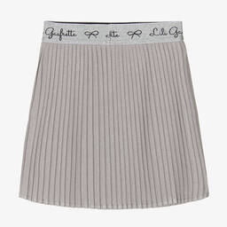 Lili Gaufrette-Girls Silver Metallic Pleated Skirt | Childrensalon Outlet