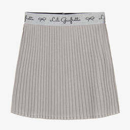 Lili Gaufrette-Girls Silver Metallic Pleated Skirt | Childrensalon Outlet
