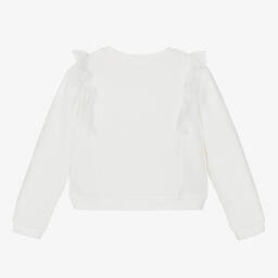 Lili Gaufrette-Girls White Cotton Paris Sweatshirt  | Childrensalon Outlet
